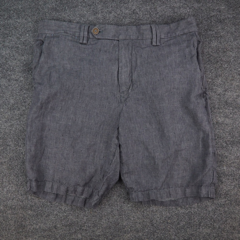 Robert Graham Shorts Mens 36 Classic Fit Gray Linen Summer Coastal Beach